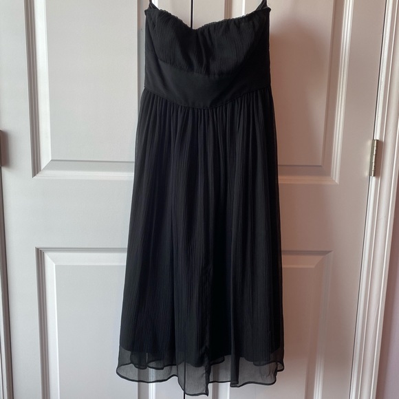 J. Crew Emily black strapless silk chiffon dress 2 - Picture 2 of 9